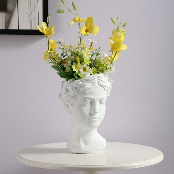 FUEENIRVA Statue Head Planter Resin Flower Pot Home Decor 1Set