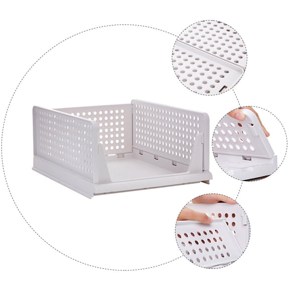 GOOHOCHY White Stackable Clothes Drawer with Ventilated Holes for Closet Organization 2 Pieces