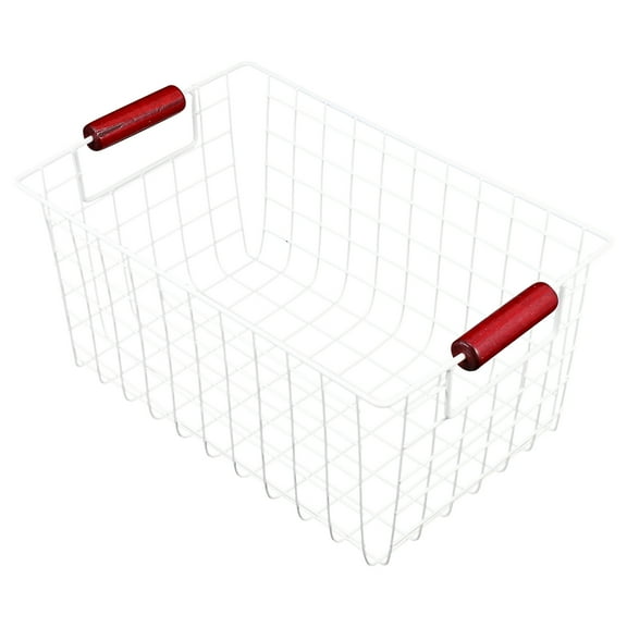 GOOHOCHY White Stainless Steel Wire Basket for Home Storage with Double Handles Large Capacity for Baking and Storing 7.5 inches