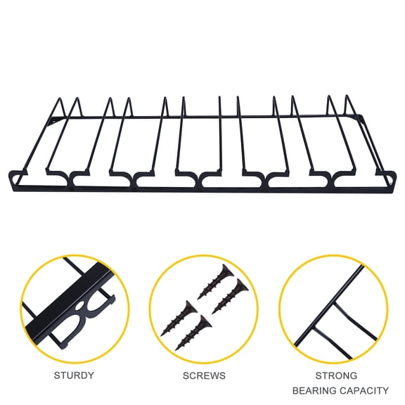 GOOHOCHY Black Wine Glass Hanger Rack, Six-Row Goblet Holder and Display Shelf for Wine Cups