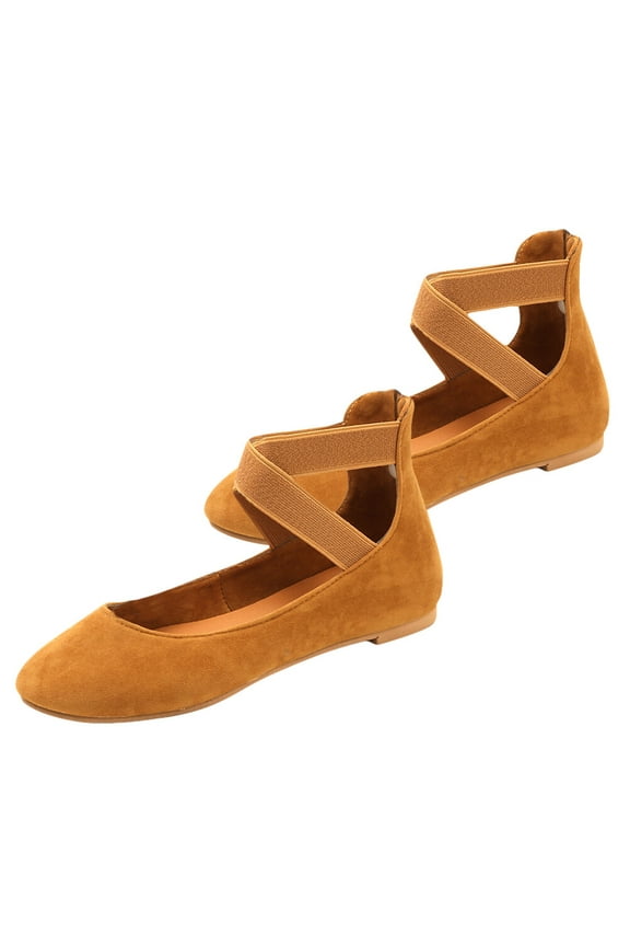 GOOHOCHY Women Flats Loafers Comfy Breathable Non Slip Rubber Sole Light Brown Velvet 10.0215Inch 1 Pair