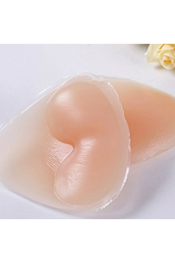 Women's Ladies Reusable Self-adhesive Silicone Bust Front Closure V-Shape Backless Strapless Invisible Bra - Size F Cup (Nude)