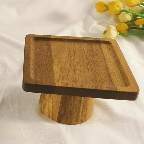 GOOHOCHY Wood Cake Stand Square Cupcake Stand Cake Plate Display Server Tray Dessert Holder Serving Platter For Wedding Birthday Party Kitchen