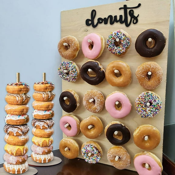GOOHOCHY Wood Donut Stand for Display and Storage Light Table Stand 4 Pieces