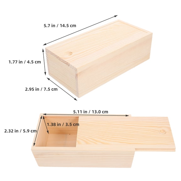GOOHOCHY Set of 2 Unfinished Pine Wood Boxes with Sliding Lids for Craft Storage and Organization, Beige
