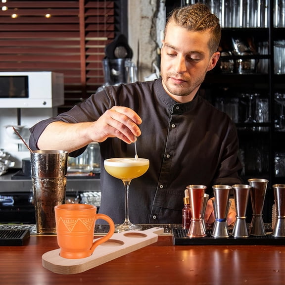 GOOHOCHY Wooden Wine Cup Tray Wine Serving Set Wood 1Pcs