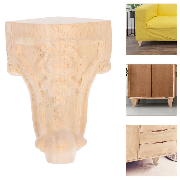 GOOHOCHY Wooden Furniture Legs for Replacement Carved Design Beige Color Suitable for Various Furniture