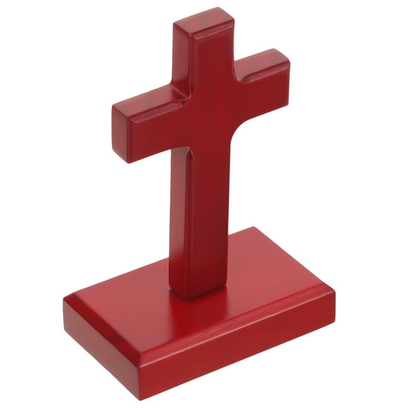 GOOHOCHY Wooden Holy Table Decor Desktop Decorative Cross with Stand