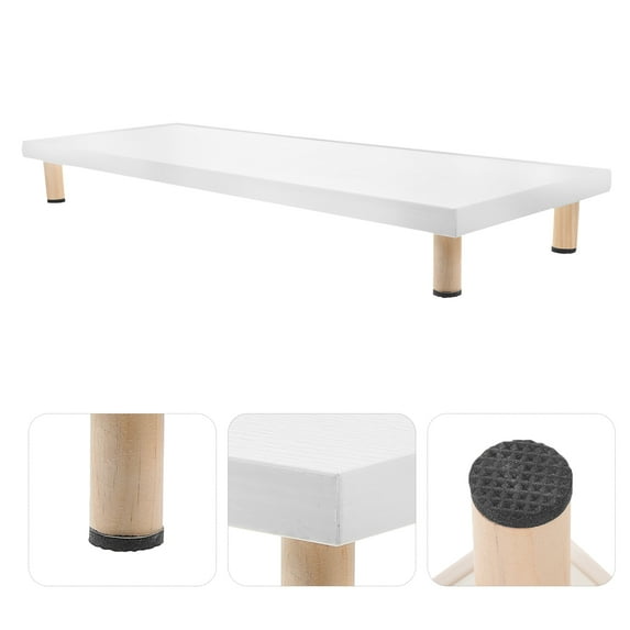 GOOHOCHY Wooden Monitor Stand Riser for Computer Laptop with Large Size White Color for Displaying Use at Home Office 14.5 x 9.8 inches