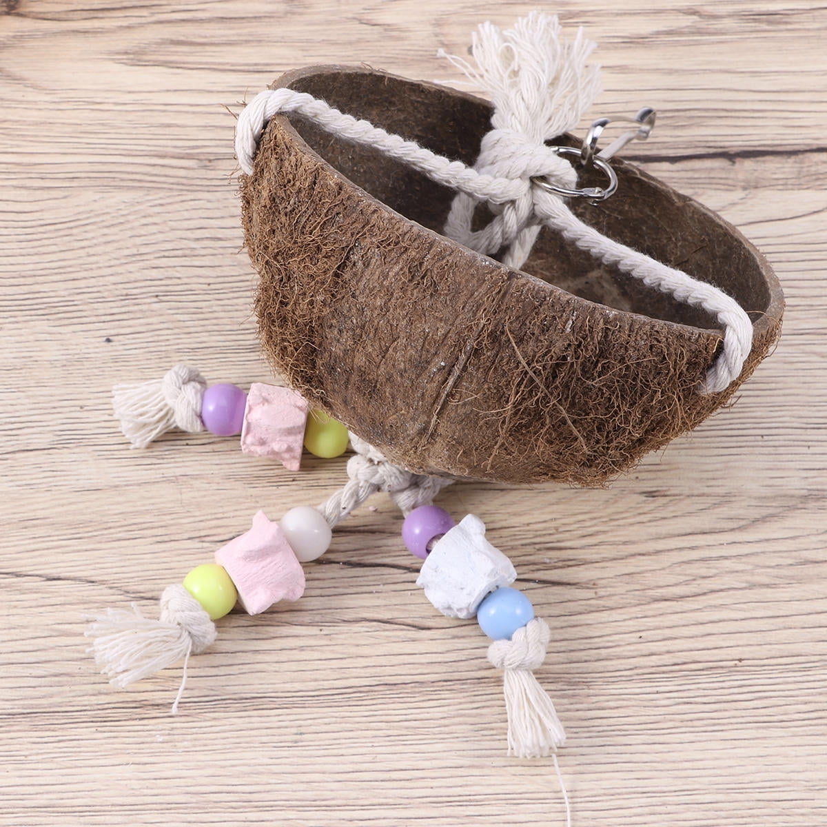 GOOHOCHY Wooden Parrot Toy Swing with Coffee Color and Attachment