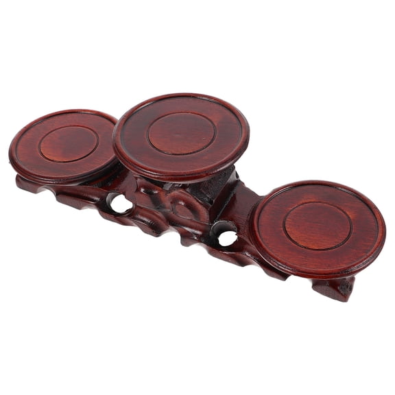 GOOHOCHY Wooden Round Display Stand for Teapots and Collectibles Solid Wood Dark Brown Decor