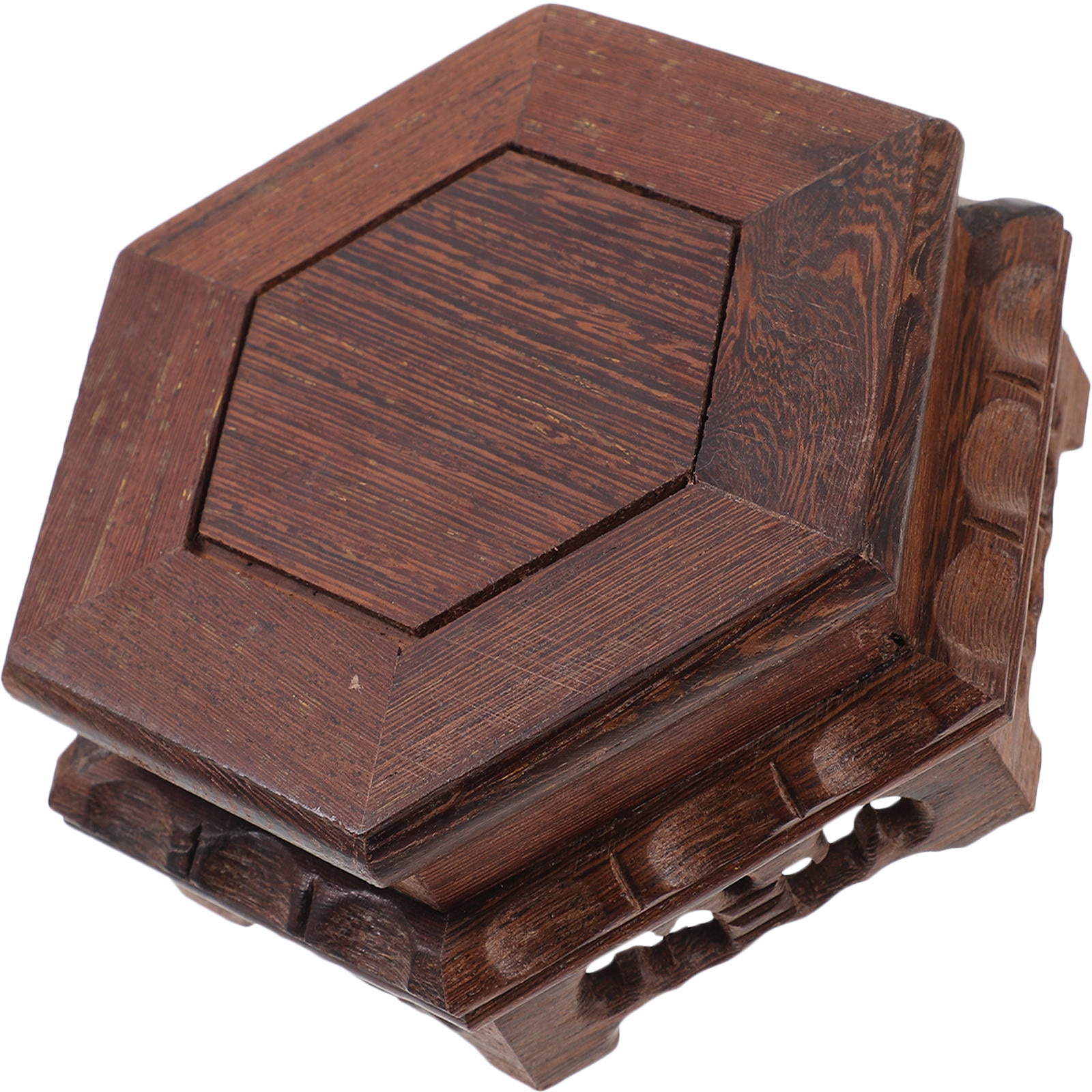 GOOHOCHY Wooden Riser Stand Hexagonal Flower Pot Base Wooden Display ...