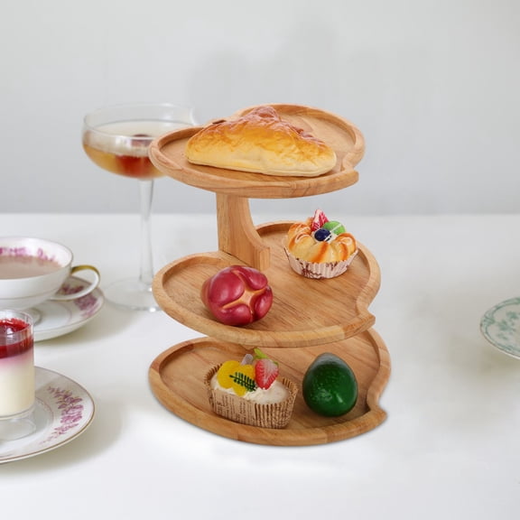 GOOHOCHY Wooden Rustic Cupcake Stand 3 Tier Wood Dessert Display Heart Tower Tiered Tray For Birthday Party Wedding Baby Shower Decor