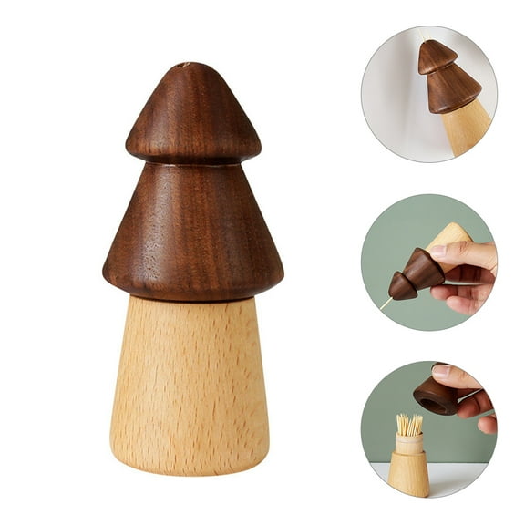 FUTUREORYY Portable Wood Toothpick Case Multi Walnut Wood Family 1Set 3.8X1.8X1.8in