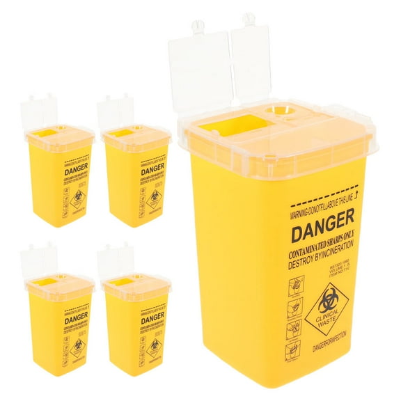 GOOHOCHY Yellow Sharps Collection Bin Made of PP Safe and Reliable for Storage Use with Proper Capacity 5 Pieces