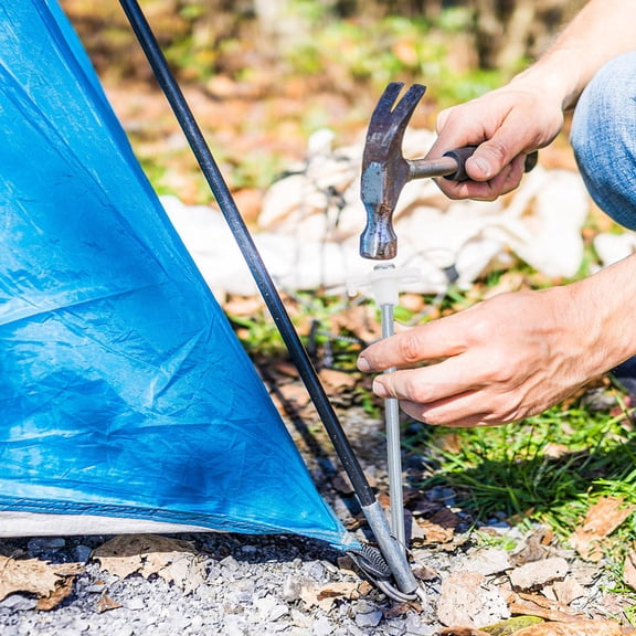 GOOHOCHY Yellow Tent Stakes with Large Head for Camping Use Stainless Steel 10 Pieces