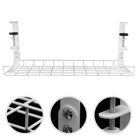 GOOHOCHY under Desk Cable Holder Tray Wire Bin Steel Cord Organizer