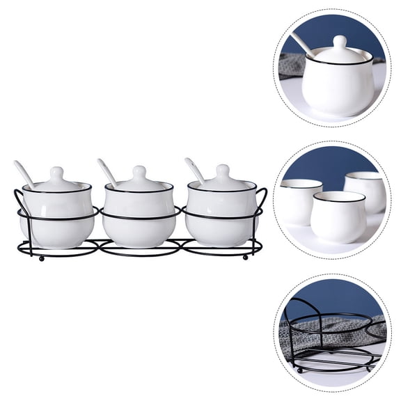 GOOHOCHY with Lid Jars Seasoning Pots Flavoring Containers 29.5X10.5CM