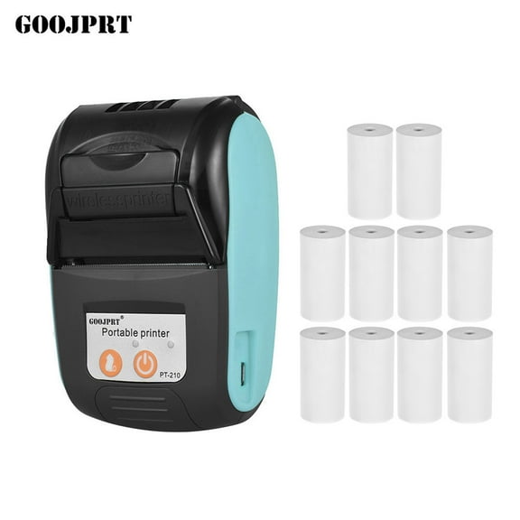 GOOJPRT PT-210 Portable Thermal Printer Handheld 58mm Receipt Printer for Retail Stores Restaurants Factories Logistics, 10 Paper Rolls