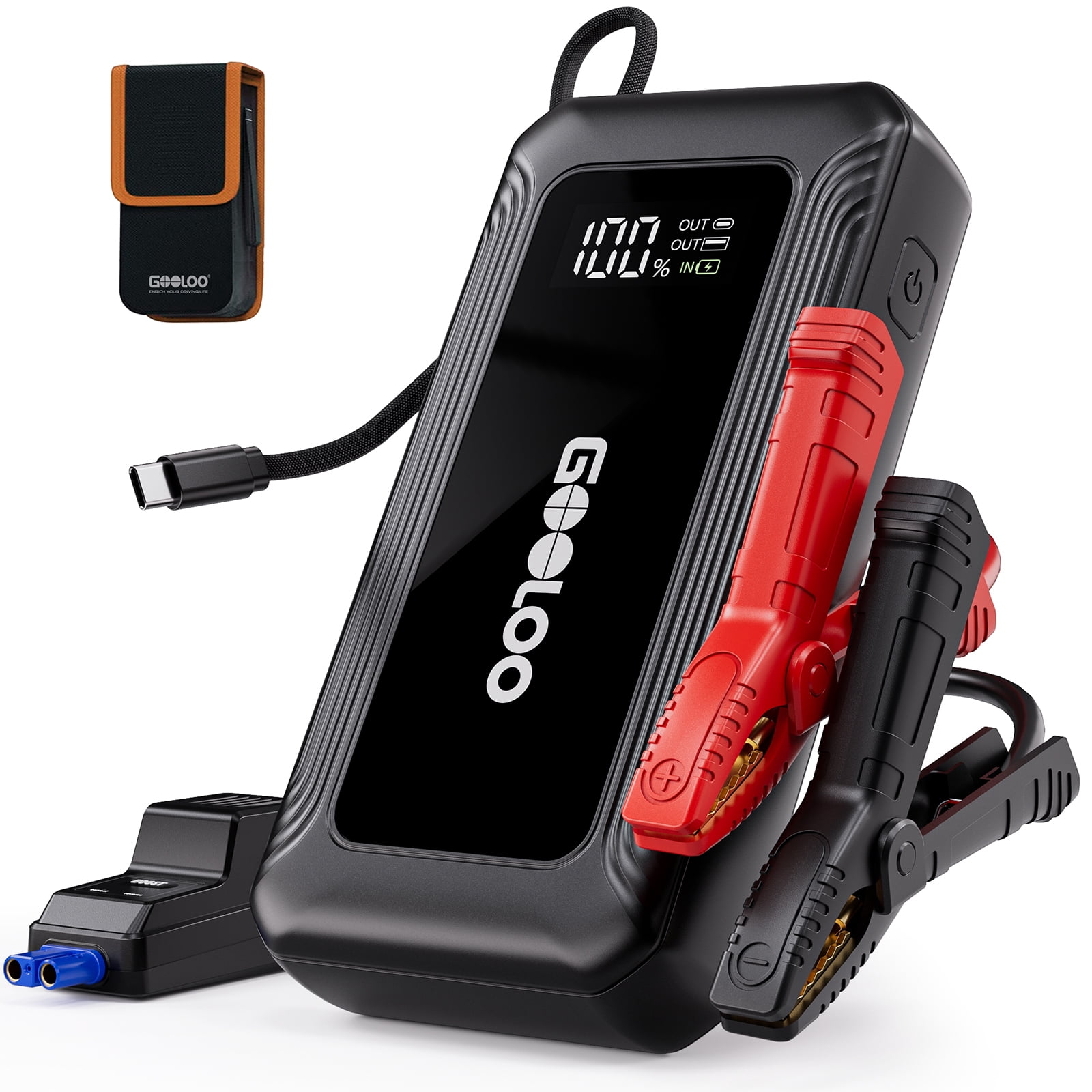 GOOLOO G7X Supersafe Jump Starter, 3000A Car Jump Starter with Built-in USB-C 45W Fast Charging Cable, USB-C PD 45W Power Bank, Safe Battery Booster for 8.5L Ga