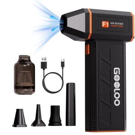 GOOLOO Cordless Car Air Duster, 160,000 RPM 4-Speed Electric Air Blower with LED Light, Rechargeable Mini Blower for Car Interior, Keyboard Cleaning, Car Vacuum Cleaners