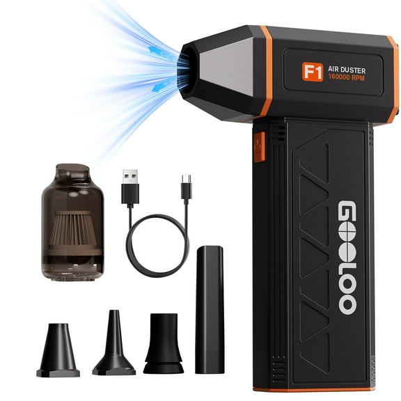 GOOLOO Cordless Car Air Duster, 160,000 RPM 4-Speed Electric Air Blower with LED Light, Rechargeable Mini Blower for Car Interior, Keyboard Cleaning​, Car Vacuum Cleaners