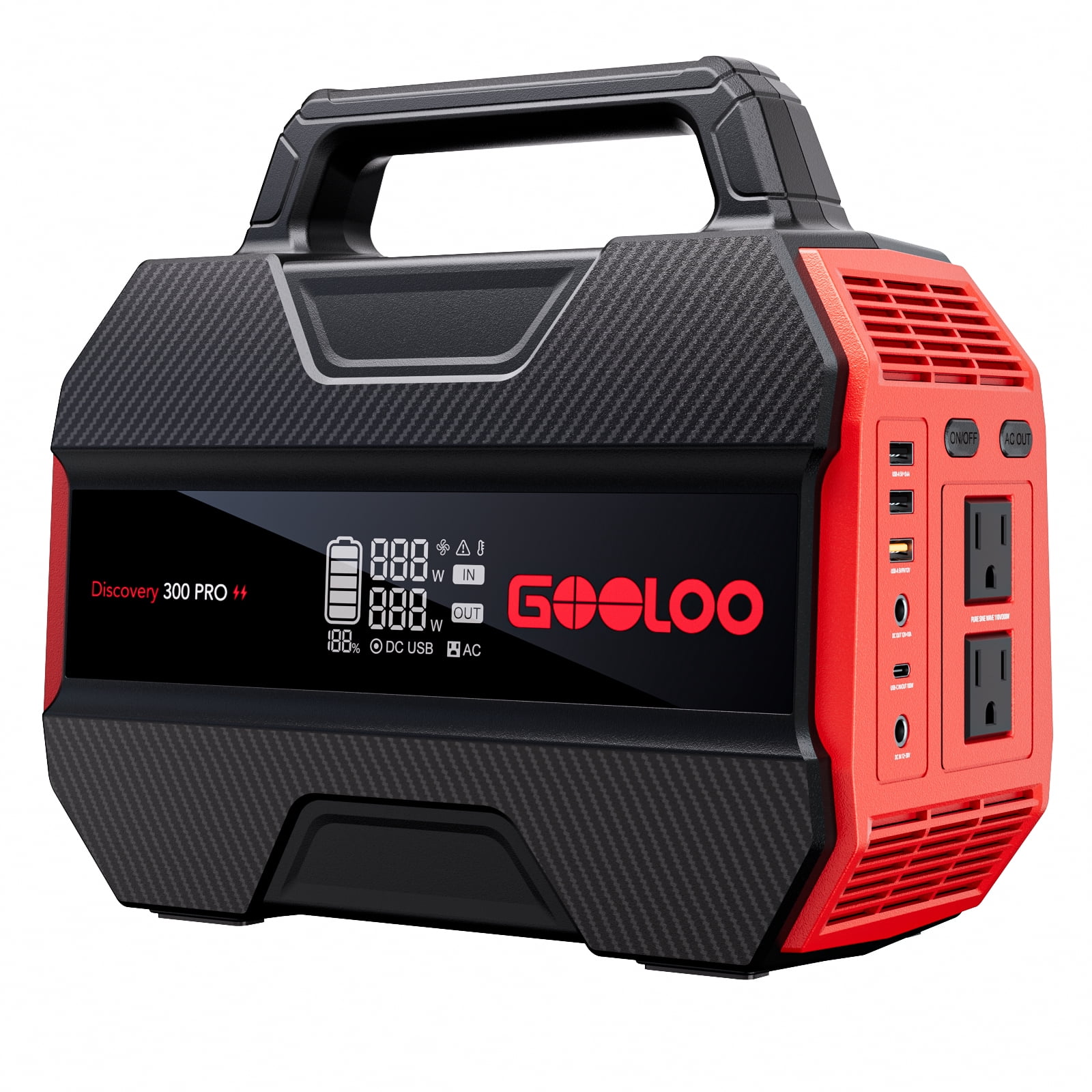 GOOLOO Discovery 300 PRO Power Station: 230Wh Solar Generator with 300W AC Output, 12V DC, and Multiple USB Ports, Perfect for Camping, RV, and Emergency Power Needs