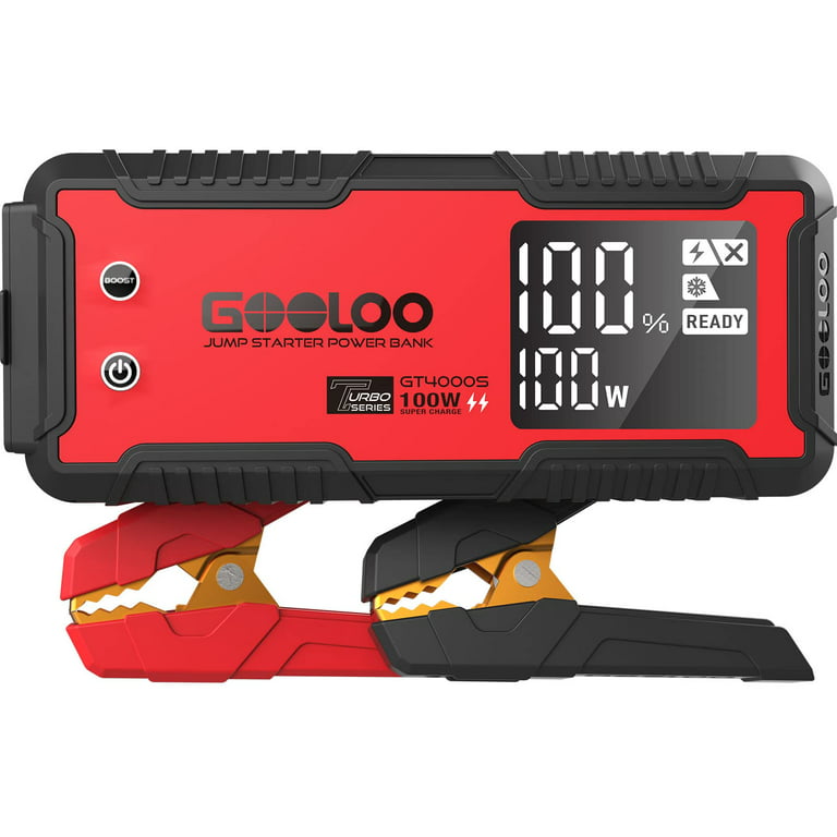 GOOLOO 4000 Amp Jump Starter GT4000S Car Starter 100W Two-Way Fast-Charging  Portable Car Battery Charger Jumper Starter for 12L Gas and 10L Diesel