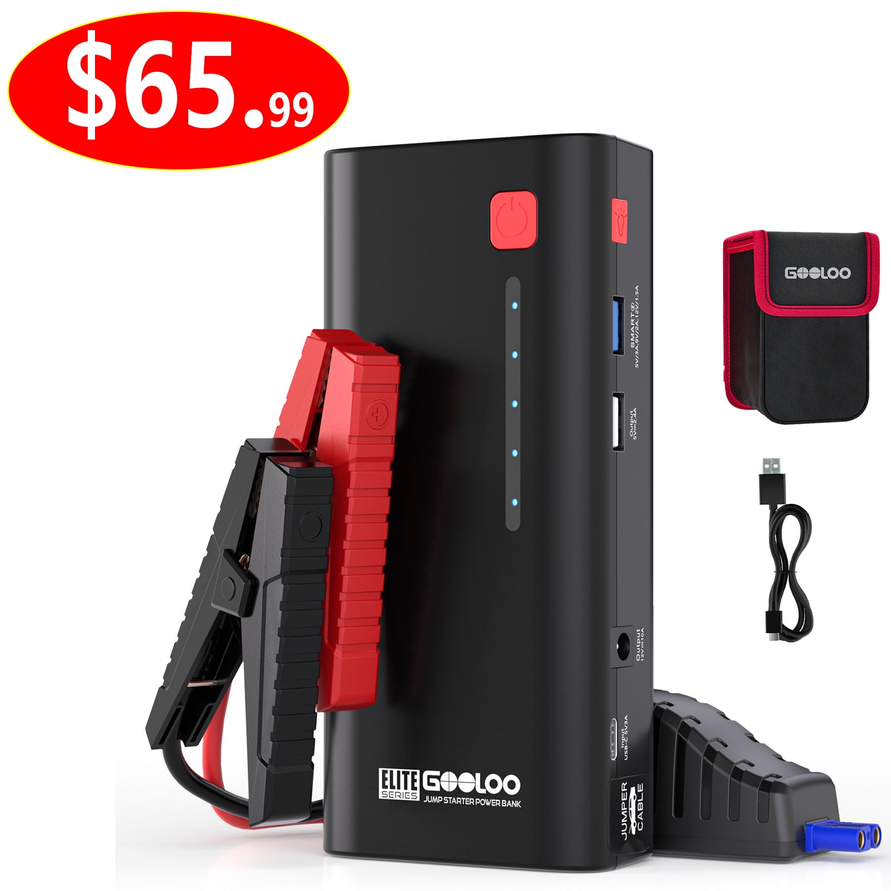 GOOLOO Portable Jump Starter,2000A Peak 12V Car Jump Starter(Up to 8.0L