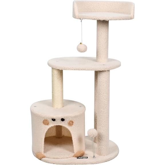 GOOPAWS 33-in Heavy-Duty Cat Tree for Large Cats, Multi-Level Tower with Sisal Scratching Posts, Plush Perch, Hammock & Condo Anti-Tip Design