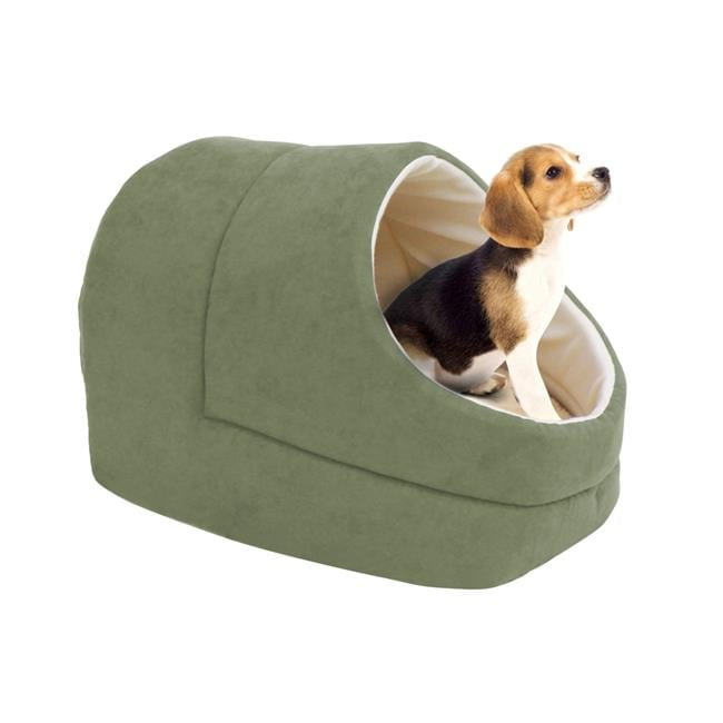 Sage Green Faux Suede Cozy Cave Pet Bed for Small Dogs and Cats