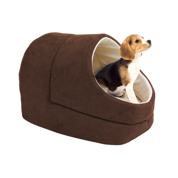GOOPAWS Covered Cat & Dog Bed, Coffee