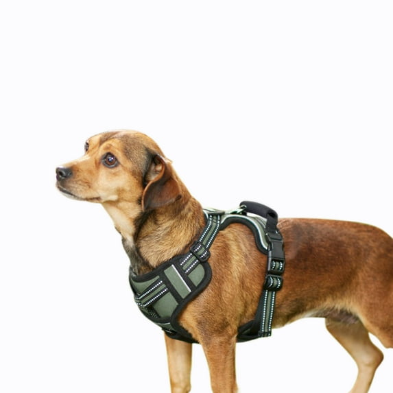 GOOPAWS Padded Reflective Dog Harness, Easy Control Lightweight Dog Harness, Adjustable Outdoor Pet Harness for Small Medium Large Dogs
