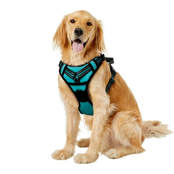 GOOPAWS Padded Reflective Dog Harness, Easy Control Lightweight Dog Harness, Adjustable Outdoor Pet Harness for Small Medium Large Dogs