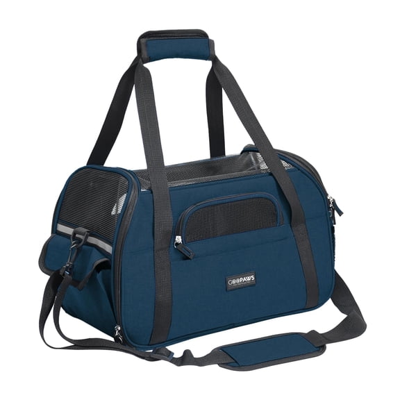 GOOPAWS SOFT-SIDED DOG PURSE CARRIER FOR SMALL DOGS NAVY BLUE-17IN
