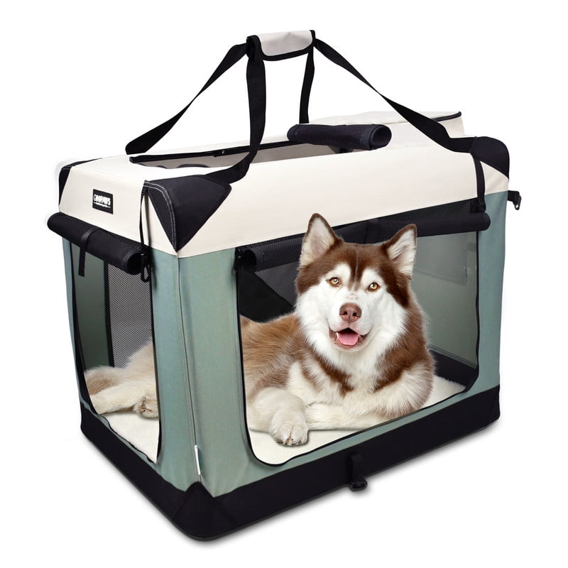 GOOPAWS Soft Pet Crates Kennel 24 27 30 and 36 3 Door Soft Sided