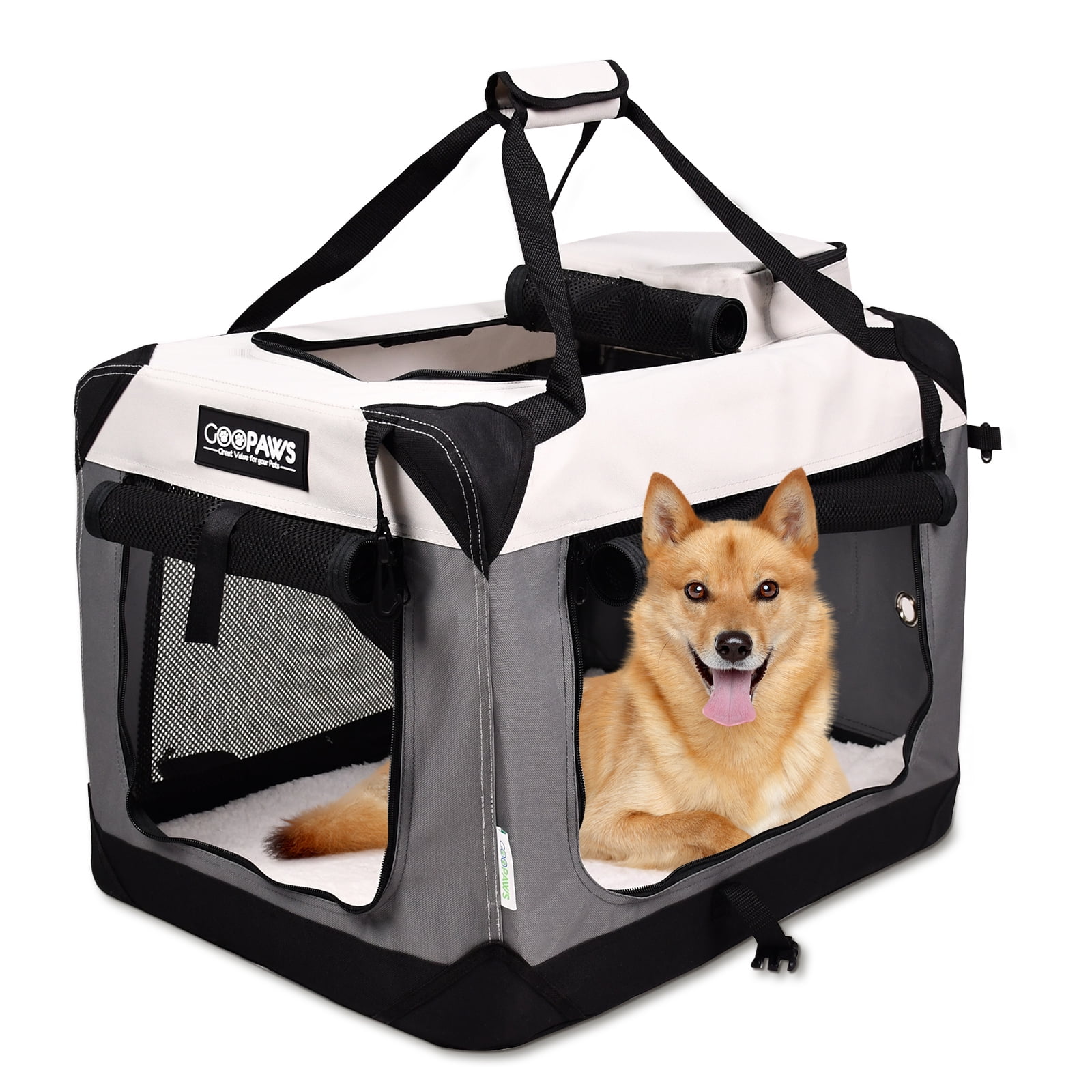View of GOOPAWS Soft Pet Crates Kennel 24'', 27
