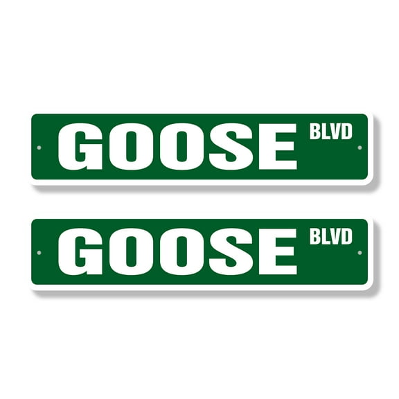 GOOSE Classic Street Sign (2 Pack) bird animal canadian geese hunt Road Sign | 4" X 18" Plastic Address Sign