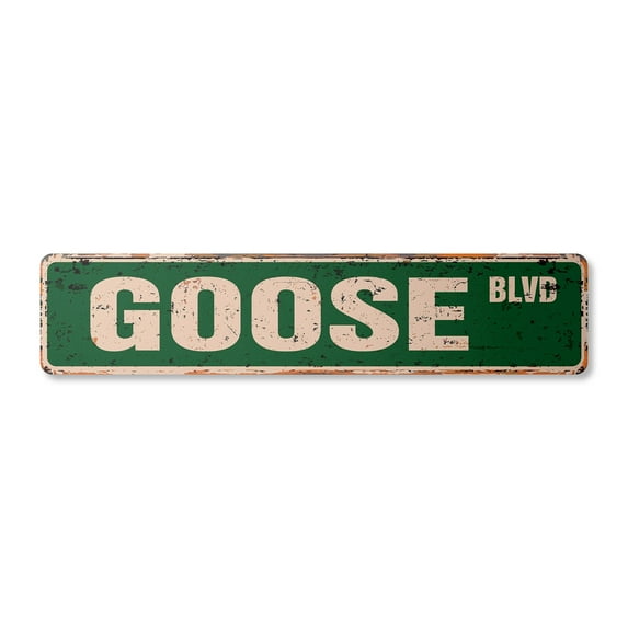 GOOSE Vintage Aluminum Street Sign bird animal canadian geese hunt rustic metal tin | Indoor/Outdoor | 18" Wide