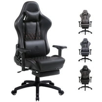 GOOSEA Big and Tall Gaming Chair with Footrest, Ergonomic High Back Office Computer Chair, Adjustable Massage Lumbar Support, PU Leather for Adults, 350Lbs, Black