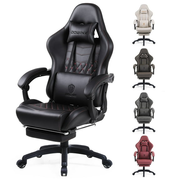 GOOSEA Big and Tall Gaming Chair with Footrest, Ergonomic High Back Office Computer Chair, Adjustable Massage Lumbar Support, PU Leather for Adults, 350Lbs, Black