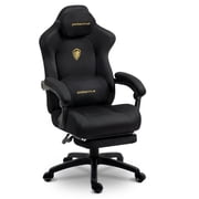 KARXAS Big and Tall Gaming Chair with Footrest and Suede Fabric, Office Game Chair with Pocket Spring Cushion, High Back Ergonomic for Adults, 440LBS, Black