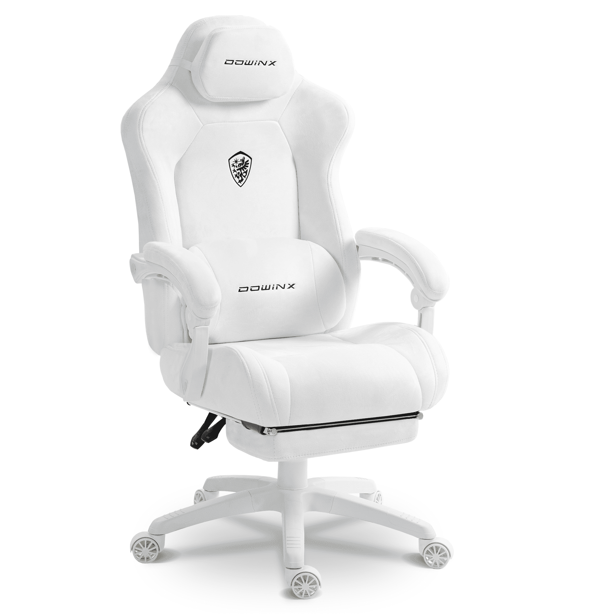 GOOSEA Big and Tall Gaming Chair with Footrest and Suede Fabric, Office Game Chair with Pocket Spring Cushion, High Back Ergonomic for Adults, 440LBS, White