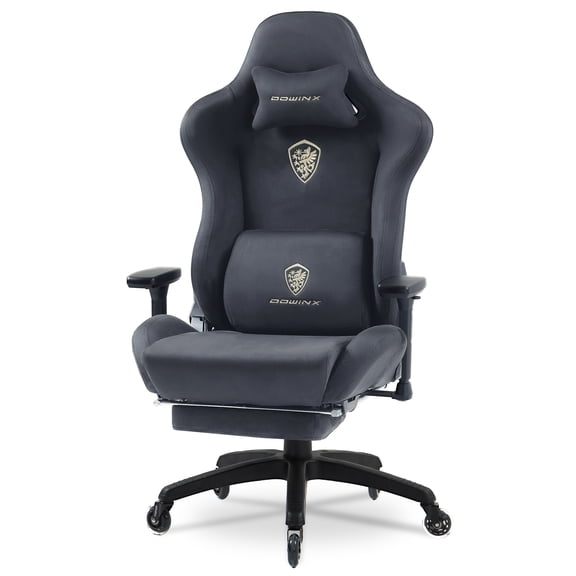 GOOSEA Breathable Suede Fabric Gaming Chair, Big and Tall Ergonomic Game Chair with Adjustable Massage Lumbar Support,3D Armrests,Retractable Footrest and Smooth PU Wheels, Green