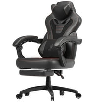 GOOSEA Gaming Chair with Footrest and Lumbar Massage, High Back Ergonomic Computer Desk Chair, Big and Tall Office Chair with Retractable Footrest, 300lbs, Black