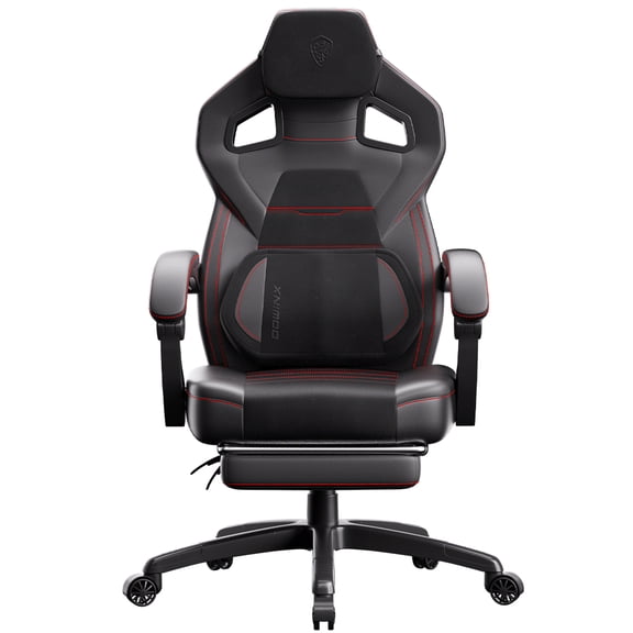 GOOSEA Gaming Chair with Footrest and Lumbar Massage, High Back Ergonomic Computer Desk Chair, Big and Tall Office Chair with Retractable Footrest, 300lbs, Black