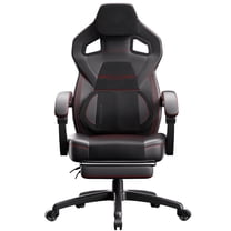 GOOSEA Gaming Chair with Footrest and Lumbar Massage, High Back Ergonomic Computer Desk Chair, Big and Tall Office Chair with Retractable Footrest, 300lbs, Black