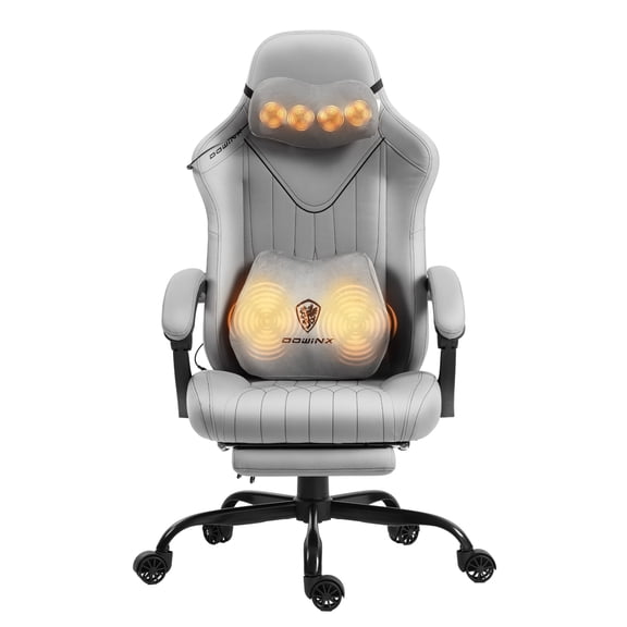 GOOSEA Gaming Chair with Shiatsu Massage for Neck, Lumbar Support, Ergonomic High Back Recliner for Home Office, Adjustable Height Computer Desk Chair with Premium Comfort Design, Gray