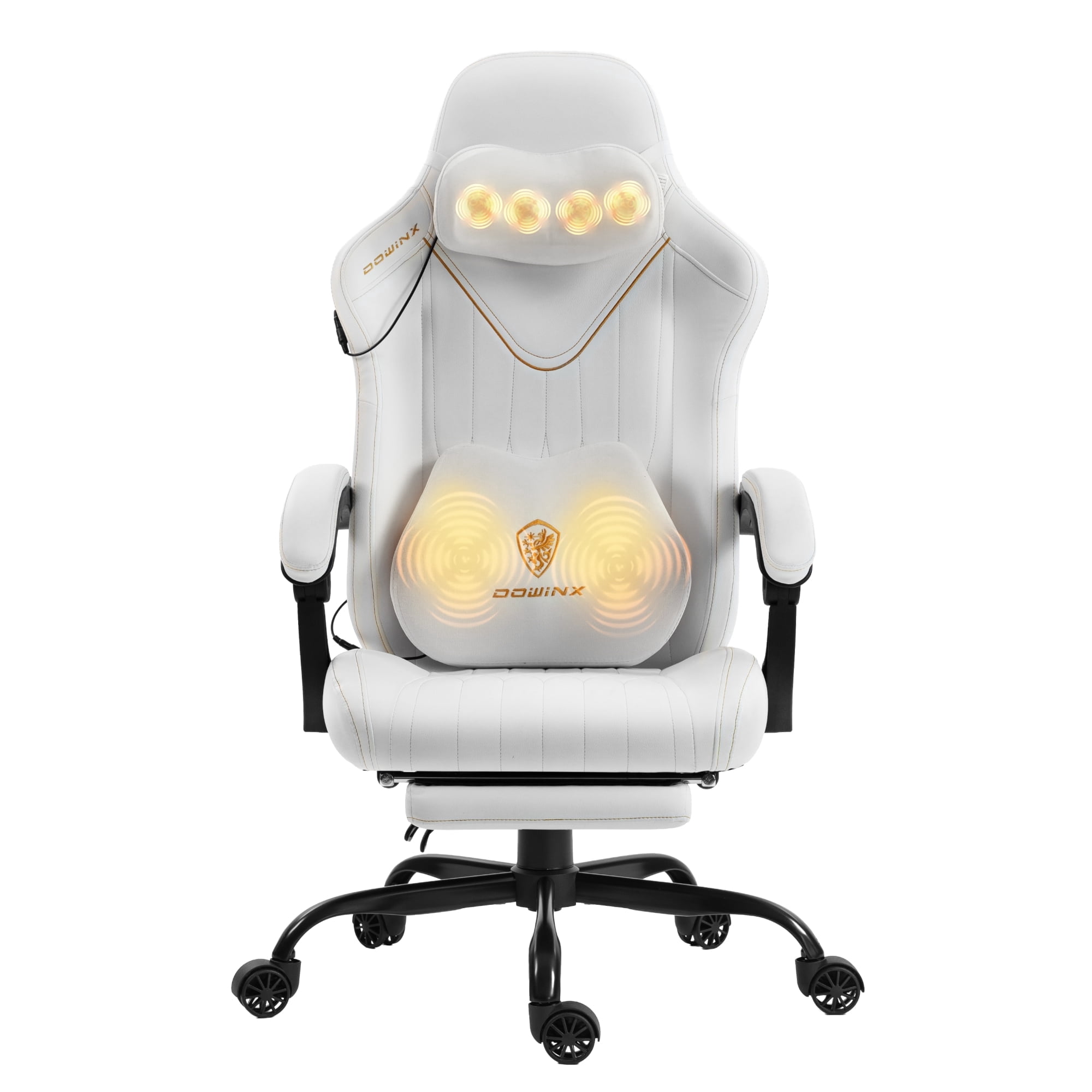 GOOSEA Gaming Chair with Shiatsu Massage for Neck, Lumbar Support, Ergonomic High Back Recliner for Home Office, Adjustable Height Computer Desk Chair with Premium Comfort Design, Beige