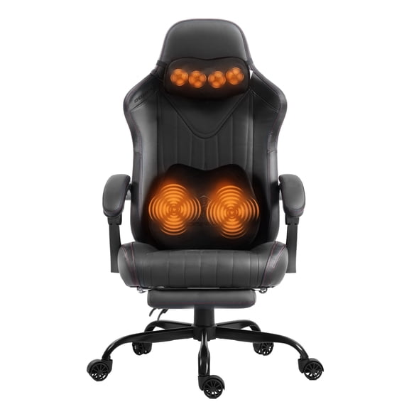 GOOSEA Gaming Chair with Shiatsu Massage for Neck, Lumbar Support, Ergonomic High Back Recliner for Home Office, Adjustable Height Computer Desk Chair with Premium Comfort Design, Black